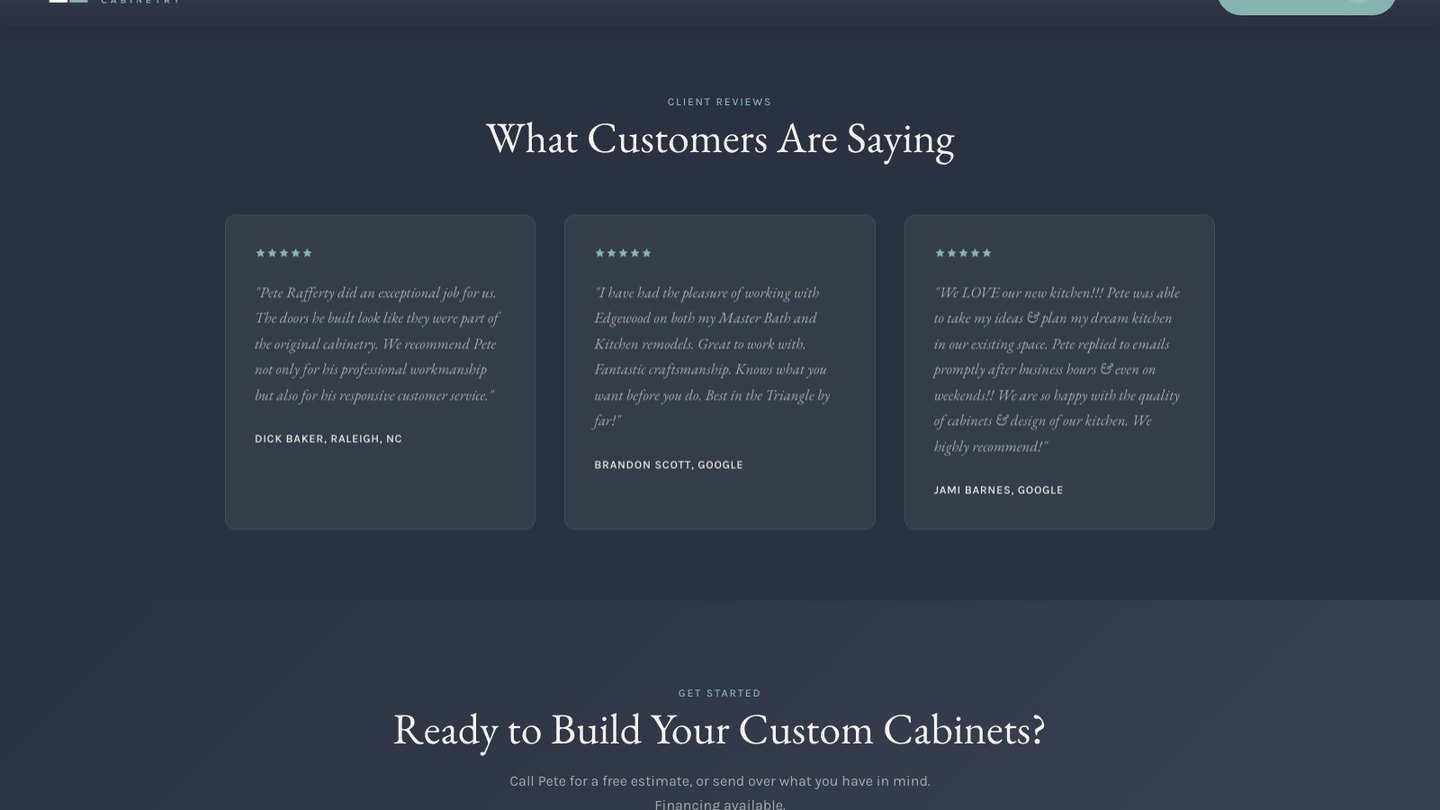 The reviews section of the new homepage