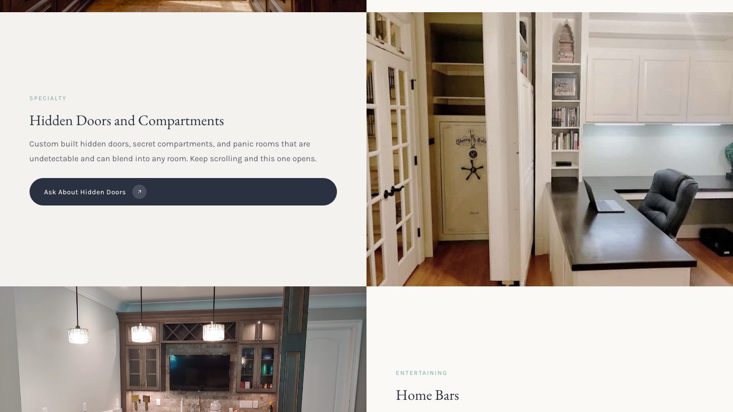 The hidden doors section of the new homepage
