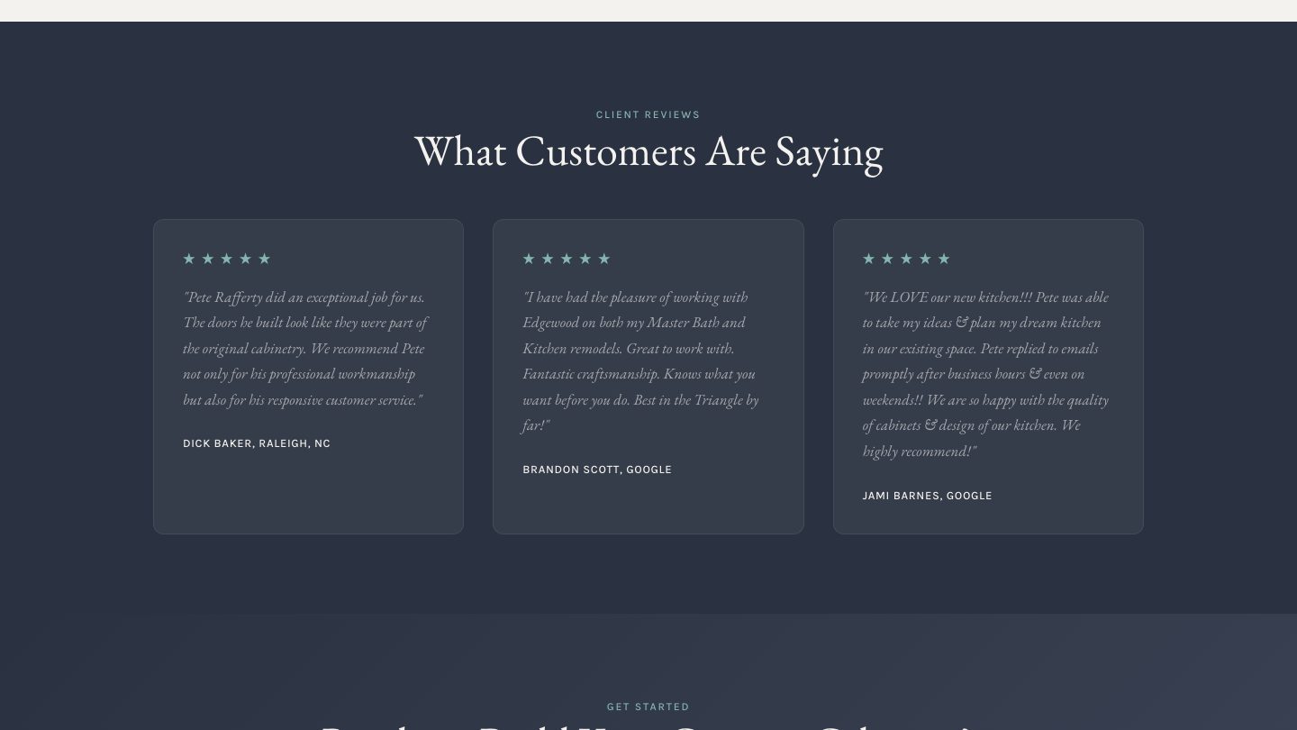 The reviews section of the new homepage